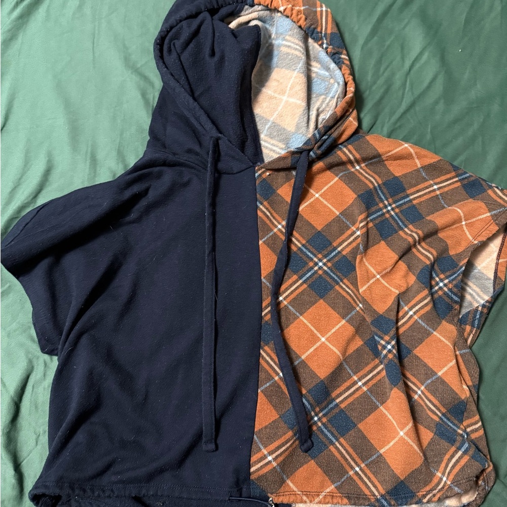 Plaid and Solid Hoodie